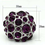 Alamode Rhodium Brass Ring with Top Grade Crystal in Amethyst - Alamode - Flyclothing LLC