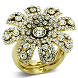 Alamode Gold Brass Ring with Top Grade Crystal in Clear - Alamode