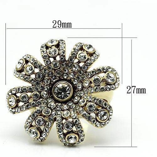 Alamode Gold Brass Ring with Top Grade Crystal in Clear - Alamode - Flyclothing LLC