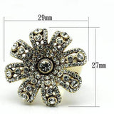 Alamode Gold Brass Ring with Top Grade Crystal in Clear - Alamode - Flyclothing LLC