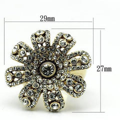 Alamode Gold Brass Ring with Top Grade Crystal in Clear - Alamode