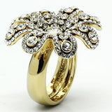 Alamode Gold Brass Ring with Top Grade Crystal in Clear - Alamode