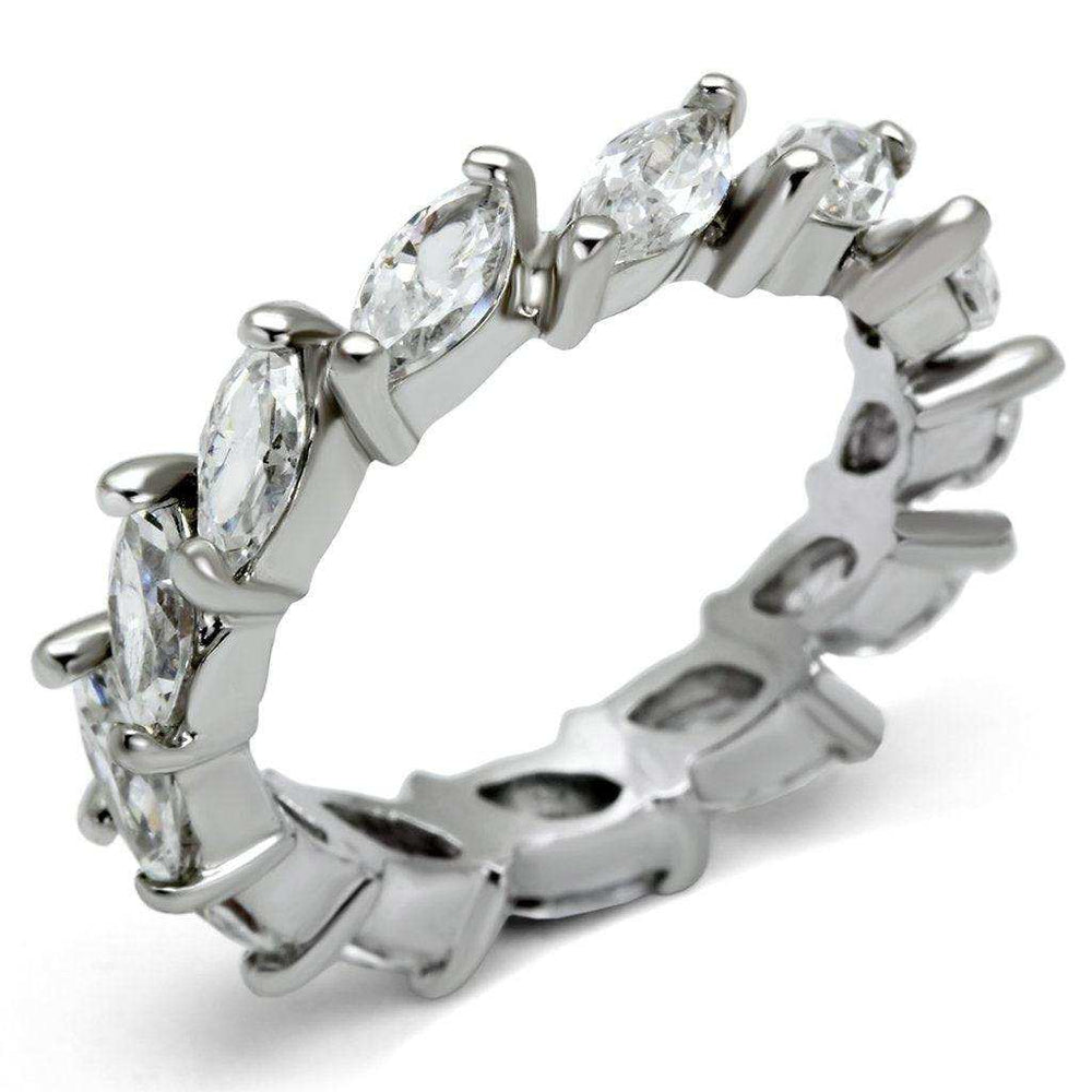 Alamode Rhodium Brass Ring with AAA Grade CZ in Clear - Alamode - Flyclothing LLC