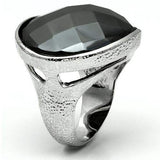 Alamode Rhodium Brass Ring with Synthetic Hematite in Hematite - Alamode - Flyclothing LLC