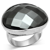 Alamode Rhodium Brass Ring with Synthetic Hematite in Hematite - Alamode