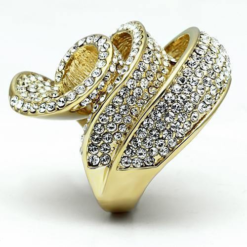 Alamode Gold Brass Ring with Top Grade Crystal in Light Smoked - Alamode