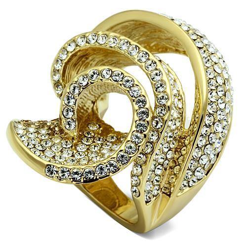 Alamode Gold Brass Ring with Top Grade Crystal in Light Smoked - Alamode