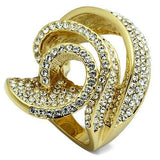 Alamode Gold Brass Ring with Top Grade Crystal in Light Smoked - Alamode