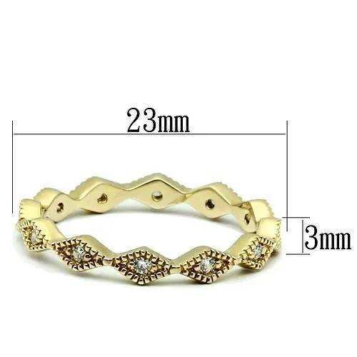 Alamode Gold Brass Ring with AAA Grade CZ in Clear - Alamode - Flyclothing LLC