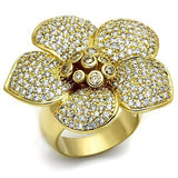 Alamode Gold Brass Ring with AAA Grade CZ in Champagne - Alamode