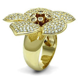 Alamode Gold Brass Ring with AAA Grade CZ in Champagne - Alamode