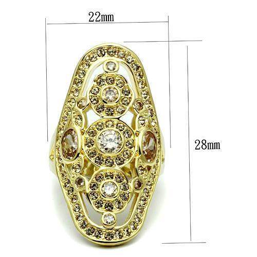 Alamode Gold Brass Ring with AAA Grade CZ in Champagne - Alamode - Flyclothing LLC