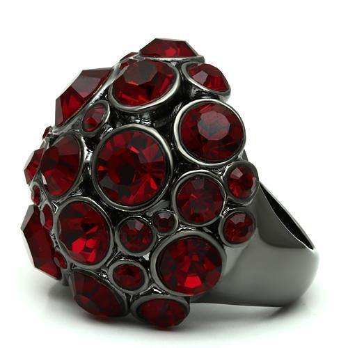 Alamode Ruthenium Brass Ring with Top Grade Crystal in Siam - Alamode - Flyclothing LLC
