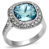 Alamode Rhodium Brass Ring with Top Grade Crystal in Sea Blue - Alamode - Flyclothing LLC