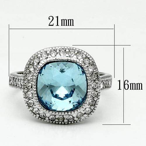 Alamode Rhodium Brass Ring with Top Grade Crystal in Sea Blue - Alamode - Flyclothing LLC