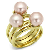 Alamode Gold Brass Ring with Synthetic Pearl in Light Rose - Alamode
