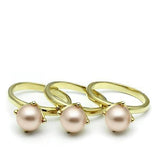 Alamode Gold Brass Ring with Synthetic Pearl in Light Rose - Alamode