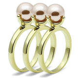 Alamode Gold Brass Ring with Synthetic Pearl in Light Rose - Alamode