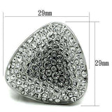 Alamode Rhodium Brass Ring with Top Grade Crystal in Clear - Alamode - Flyclothing LLC