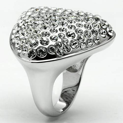 Alamode Rhodium Brass Ring with Top Grade Crystal in Clear - Alamode - Flyclothing LLC