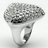 Alamode Rhodium Brass Ring with Top Grade Crystal in Clear - Alamode - Flyclothing LLC
