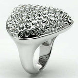 Alamode Rhodium Brass Ring with Top Grade Crystal in Clear - Alamode - Flyclothing LLC