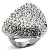 Alamode Rhodium Brass Ring with Top Grade Crystal in Clear - Alamode - Flyclothing LLC