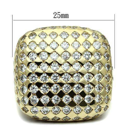 Alamode Gold Brass Ring with AAA Grade CZ in Clear - Alamode - Flyclothing LLC