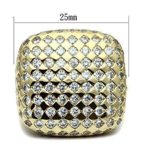 Alamode Gold Brass Ring with AAA Grade CZ in Clear - Alamode - Flyclothing LLC