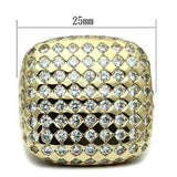 Alamode Gold Brass Ring with AAA Grade CZ in Clear - Alamode - Flyclothing LLC