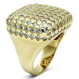 Alamode Gold Brass Ring with AAA Grade CZ in Clear - Alamode - Flyclothing LLC