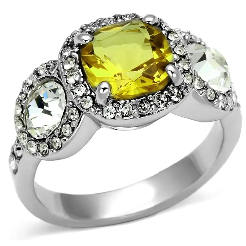 Alamode Rhodium Brass Ring with Synthetic Synthetic Glass in Topaz - Alamode - Flyclothing LLC