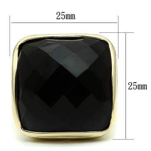 Alamode Gold Brass Ring with AAA Grade CZ in Jet - Alamode - Flyclothing LLC