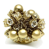 Alamode Gold Brass Ring with Top Grade Crystal in Clear - Alamode