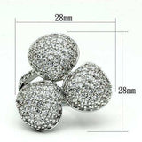 Alamode Rhodium Brass Ring with AAA Grade CZ in Clear - Alamode - Flyclothing LLC