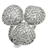 Alamode Rhodium Brass Ring with AAA Grade CZ in Clear - Alamode - Flyclothing LLC