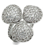 Alamode Rhodium Brass Ring with AAA Grade CZ in Clear - Alamode - Flyclothing LLC