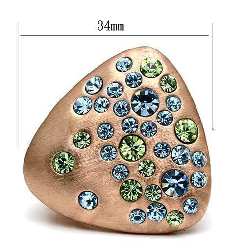Alamode Rose Gold Brass Ring with Top Grade Crystal in Multi Color - Alamode - Flyclothing LLC