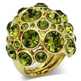 Alamode Gold Brass Ring with Top Grade Crystal in Olivine color - Alamode - Flyclothing LLC