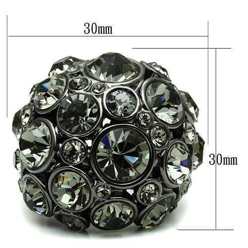 Alamode Ruthenium Brass Ring with Top Grade Crystal in Black Diamond - Alamode - Flyclothing LLC