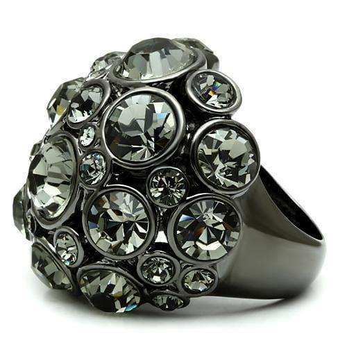 Alamode Ruthenium Brass Ring with Top Grade Crystal in Black Diamond - Alamode - Flyclothing LLC