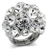Alamode Rhodium Brass Ring with Top Grade Crystal in Clear - Alamode - Flyclothing LLC