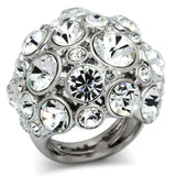 Alamode Rhodium Brass Ring with Top Grade Crystal in Clear - Alamode - Flyclothing LLC