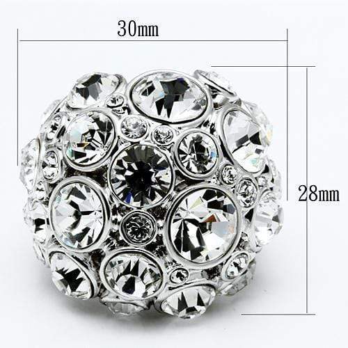 Alamode Rhodium Brass Ring with Top Grade Crystal in Clear - Alamode - Flyclothing LLC