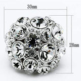 Alamode Rhodium Brass Ring with Top Grade Crystal in Clear - Alamode - Flyclothing LLC