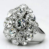 Alamode Rhodium Brass Ring with Top Grade Crystal in Clear - Alamode - Flyclothing LLC