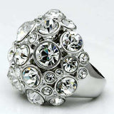 Alamode Rhodium Brass Ring with Top Grade Crystal in Clear - Alamode - Flyclothing LLC