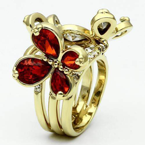 Alamode Gold Brass Ring with Assorted in Multi Color - Alamode - Flyclothing LLC