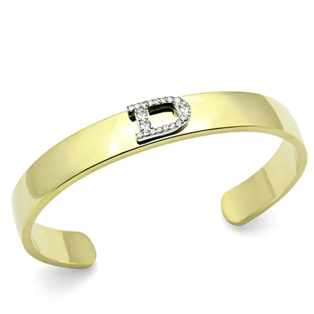 Alamode Gold+Rhodium White Metal Bangle with Top Grade Crystal in Clear - Alamode - Flyclothing LLC
