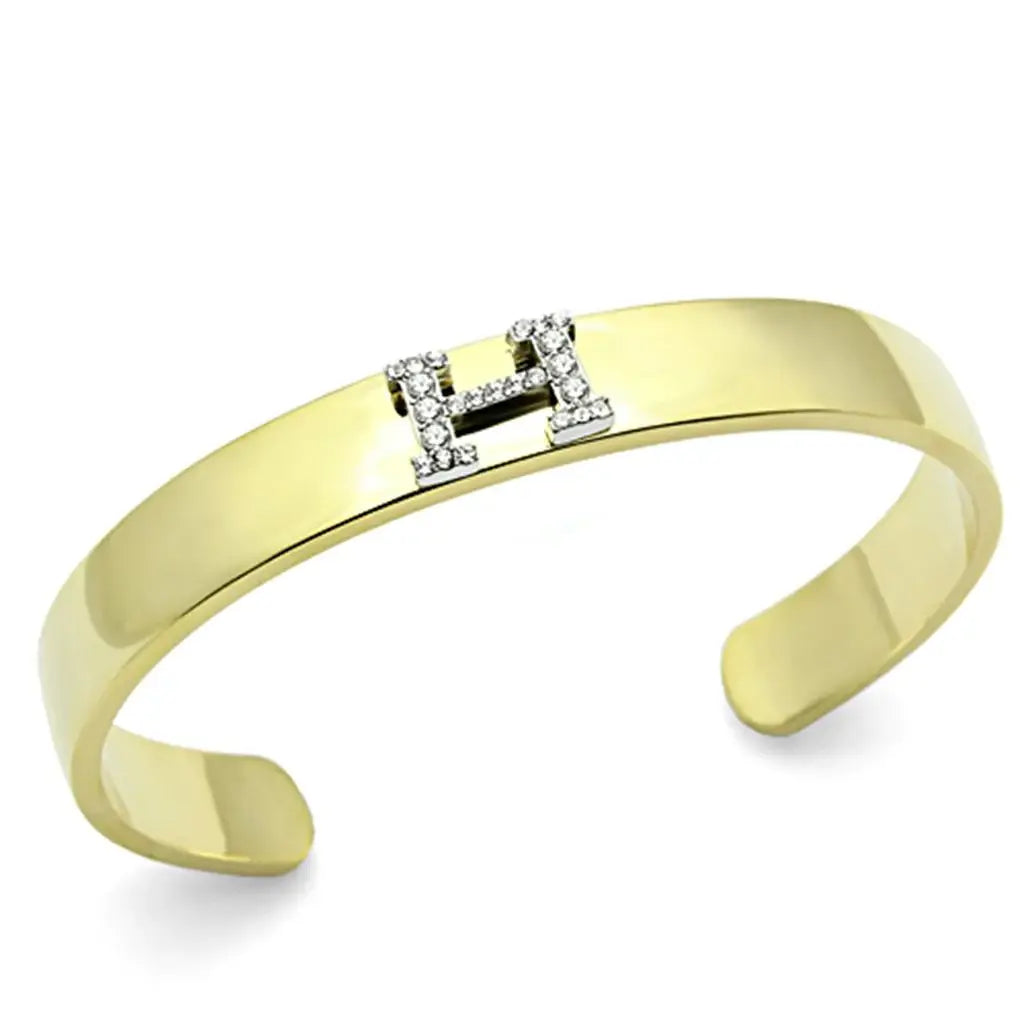 Alamode Gold+Rhodium White Metal Bangle with Top Grade Crystal in Clear - Alamode - Flyclothing LLC